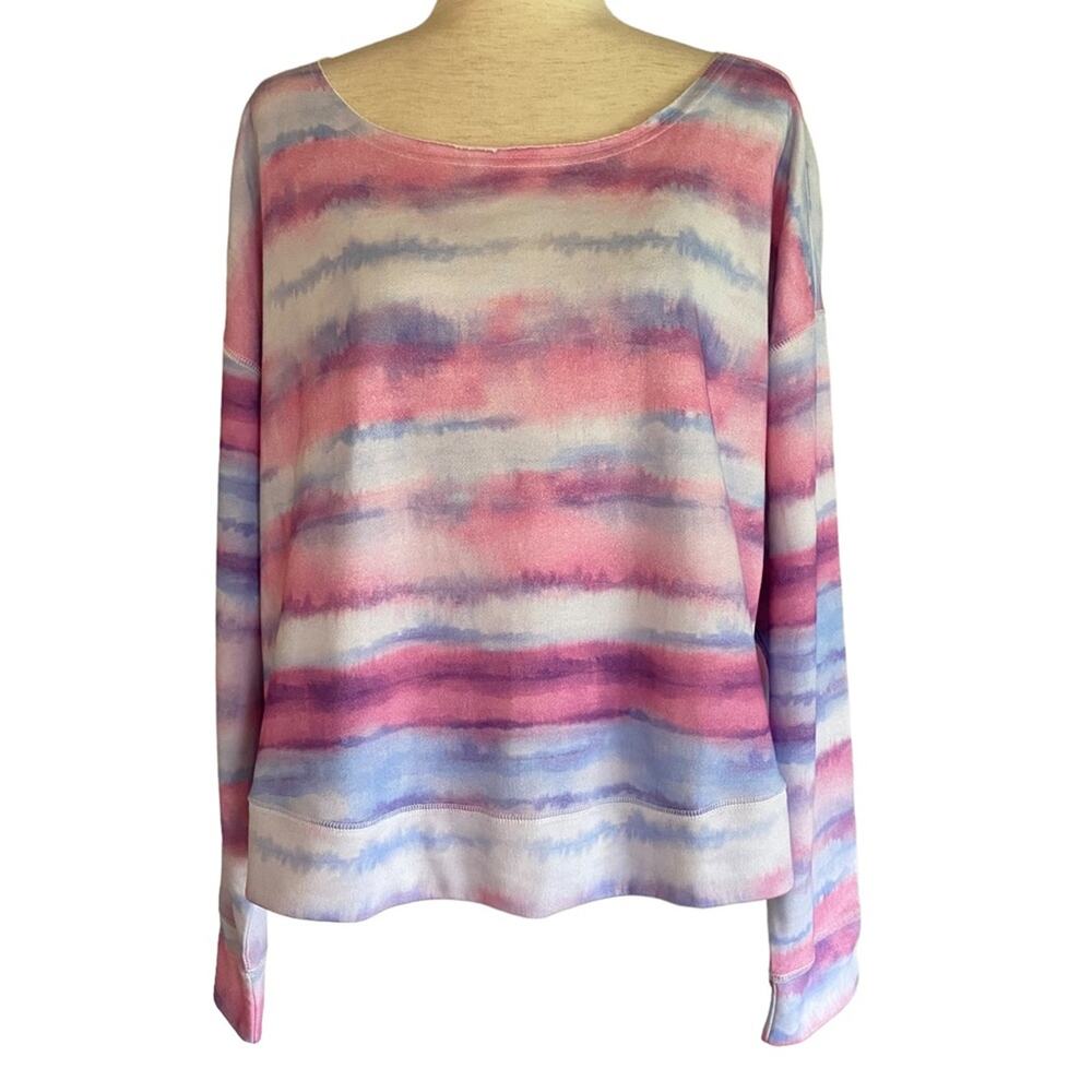 JENNI INTIMATES Tie Dye Stripe Loungewear Sweatshirt Size XL Cropped Comfy Cozy